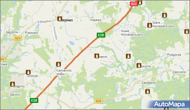 mapa Kwietnik, Kwietnik na mapie Targeo