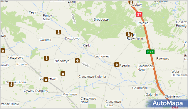 mapa Lachówiec, Lachówiec na mapie Targeo