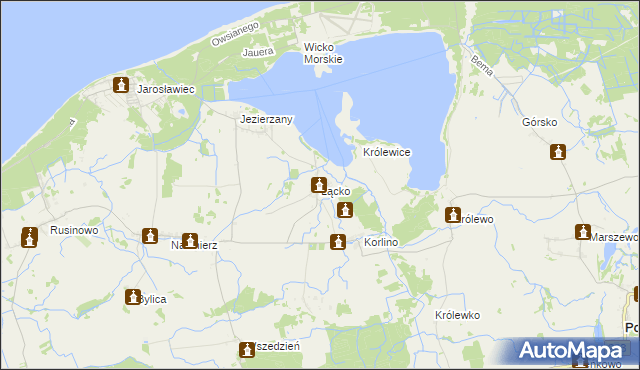 mapa Łącko gmina Postomino, Łącko gmina Postomino na mapie Targeo
