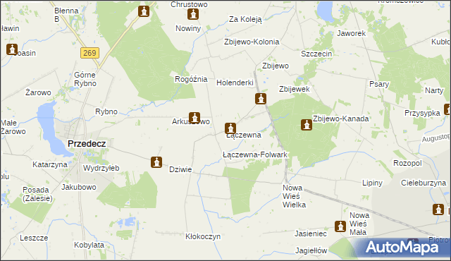 mapa Łączewna gmina Przedecz, Łączewna gmina Przedecz na mapie Targeo