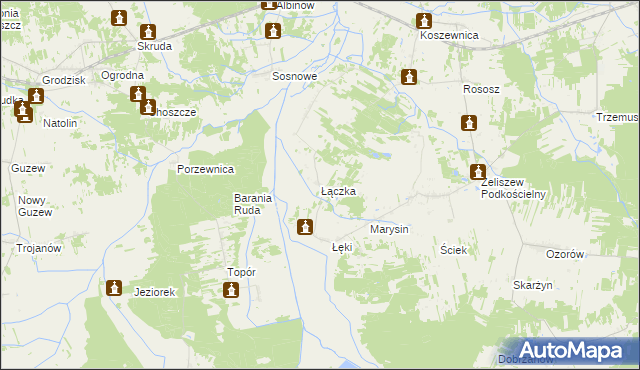 mapa Łączka gmina Kotuń, Łączka gmina Kotuń na mapie Targeo