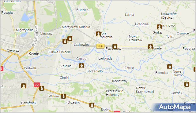 mapa Ladorudz gmina Krzymów, Ladorudz gmina Krzymów na mapie Targeo