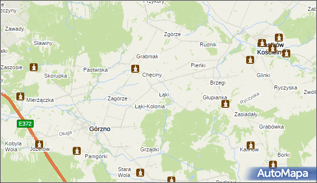 mapa Łąki gmina Górzno, Łąki gmina Górzno na mapie Targeo