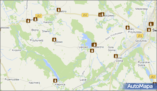 mapa Łąkowo, Łąkowo na mapie Targeo