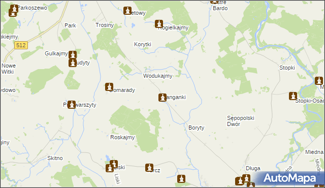 mapa Langanki gmina Sępopol, Langanki gmina Sępopol na mapie Targeo