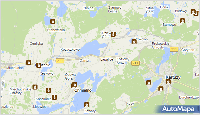 mapa Łapalice, Łapalice na mapie Targeo