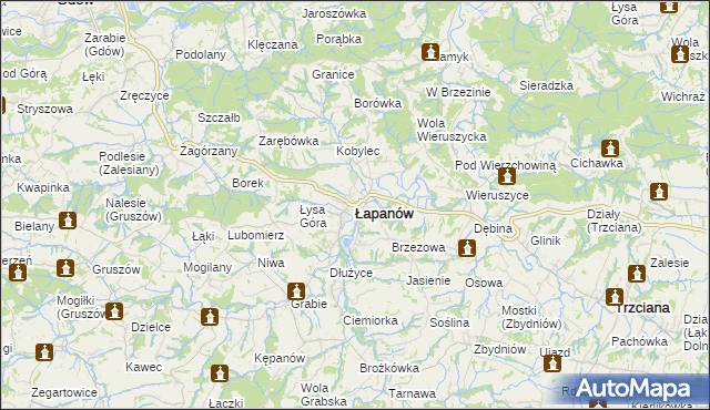 mapa Łapanów, Łapanów na mapie Targeo