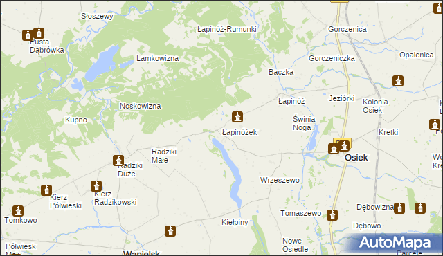 mapa Łapinóżek, Łapinóżek na mapie Targeo