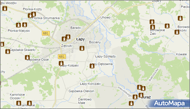 mapa Łapy-Szołajdy, Łapy-Szołajdy na mapie Targeo