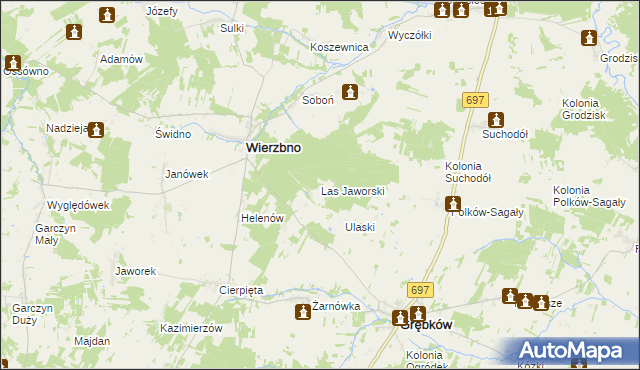 mapa Las Jaworski, Las Jaworski na mapie Targeo