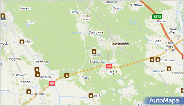 mapa Lasek gmina Celestynów, Lasek gmina Celestynów na mapie Targeo