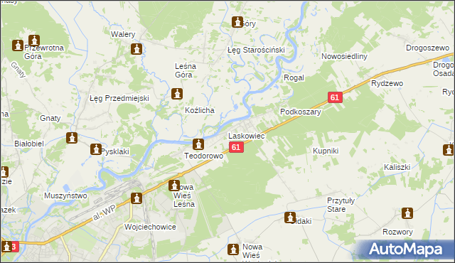 mapa Laskowiec gmina Rzekuń, Laskowiec gmina Rzekuń na mapie Targeo