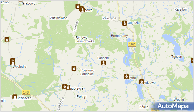 mapa Lasocin gmina Drawsko Pomorskie, Lasocin gmina Drawsko Pomorskie na mapie Targeo
