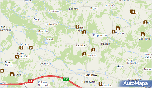 mapa Łaziska gmina Jakubów, Łaziska gmina Jakubów na mapie Targeo