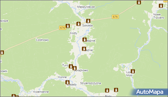 mapa Łaźnie, Łaźnie na mapie Targeo
