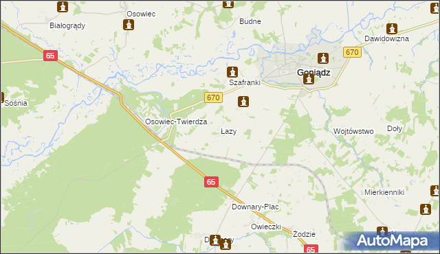 mapa Łazy gmina Goniądz, Łazy gmina Goniądz na mapie Targeo