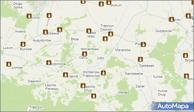 mapa Łazy gmina Zagórów, Łazy gmina Zagórów na mapie Targeo