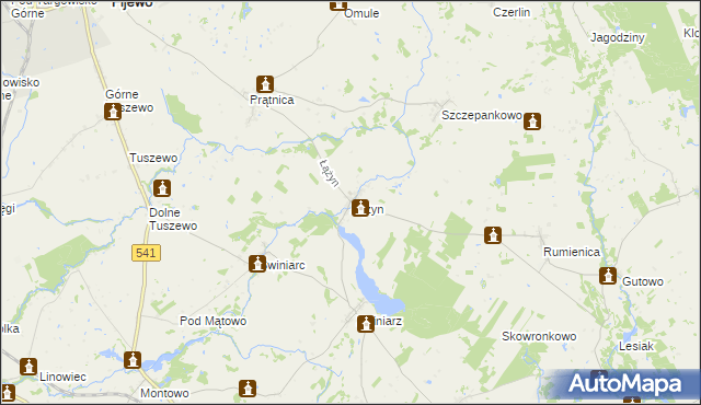 mapa Łążyn gmina Lubawa, Łążyn gmina Lubawa na mapie Targeo