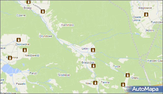 mapa Łebki gmina Herby, Łebki gmina Herby na mapie Targeo