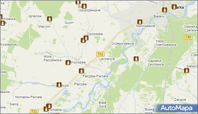 mapa Lechanice, Lechanice na mapie Targeo