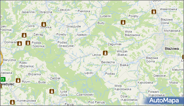 mapa Lecka, Lecka na mapie Targeo