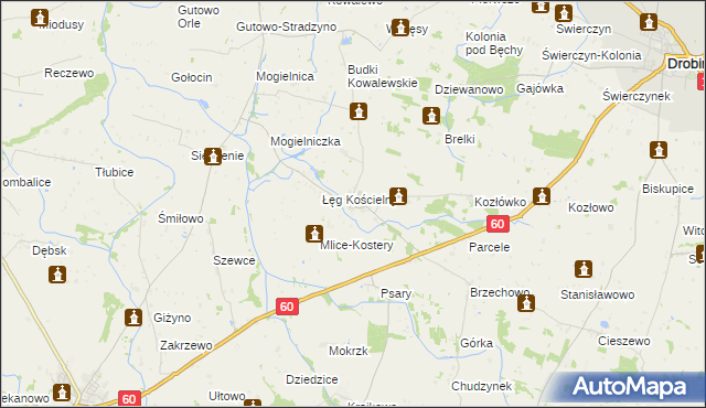 mapa Łęg Probostwo, Łęg Probostwo na mapie Targeo