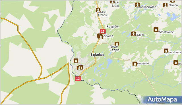 mapa Łęknica powiat żarski, Łęknica powiat żarski na mapie Targeo