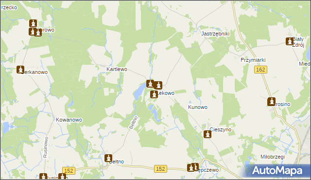mapa Lekowo gmina Świdwin, Lekowo gmina Świdwin na mapie Targeo