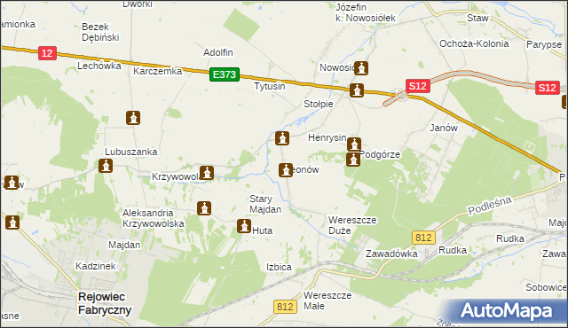 mapa Leonów gmina Rejowiec, Leonów gmina Rejowiec na mapie Targeo