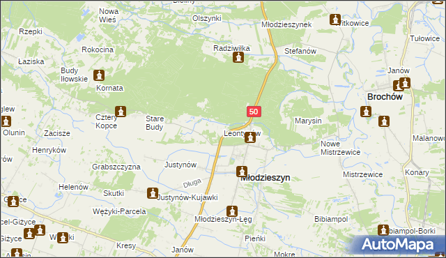 mapa Leontynów, Leontynów na mapie Targeo