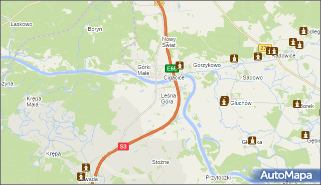 mapa Leśna Góra, Leśna Góra na mapie Targeo