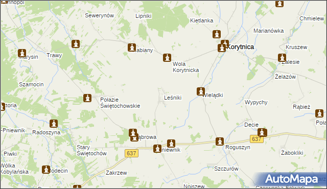 mapa Leśniki gmina Korytnica, Leśniki gmina Korytnica na mapie Targeo