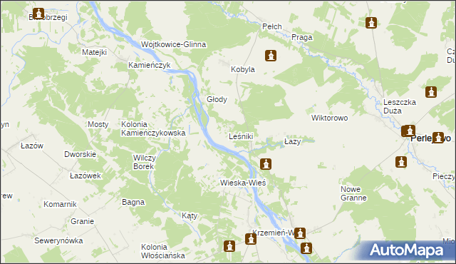 mapa Leśniki gmina Perlejewo, Leśniki gmina Perlejewo na mapie Targeo