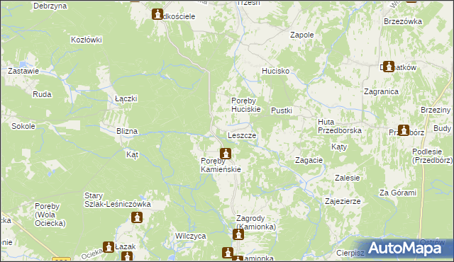 mapa Leszcze gmina Niwiska, Leszcze gmina Niwiska na mapie Targeo