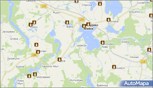 mapa Łężeczki, Łężeczki na mapie Targeo