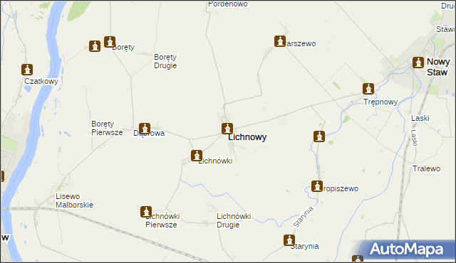 mapa Lichnowy powiat malborski, Lichnowy powiat malborski na mapie Targeo