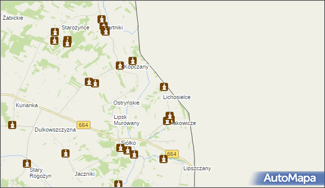 mapa Lichosielce, Lichosielce na mapie Targeo