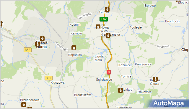 mapa Ligota Mała gmina Niemcza, Ligota Mała gmina Niemcza na mapie Targeo
