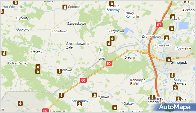 mapa Lipa gmina Raciąż, Lipa gmina Raciąż na mapie Targeo
