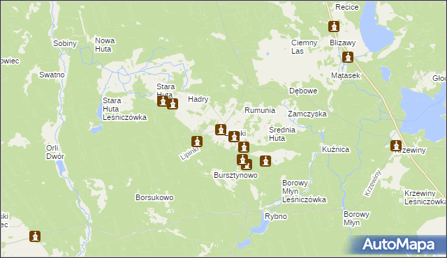 mapa Lipinki gmina Warlubie, Lipinki gmina Warlubie na mapie Targeo