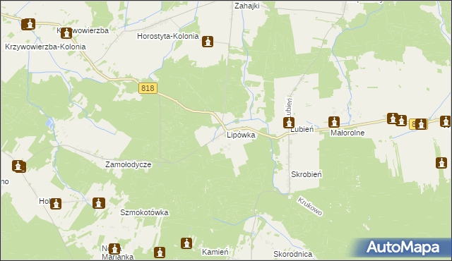 mapa Lipówka gmina Wyryki, Lipówka gmina Wyryki na mapie Targeo