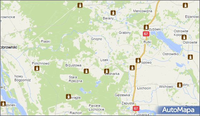 mapa Lisek, Lisek na mapie Targeo