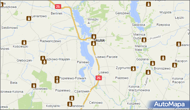 mapa Lisewo-Parcele, Lisewo-Parcele na mapie Targeo