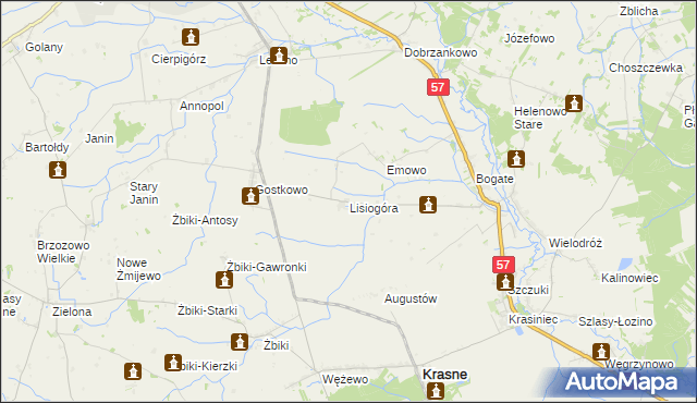 mapa Lisiogóra, Lisiogóra na mapie Targeo