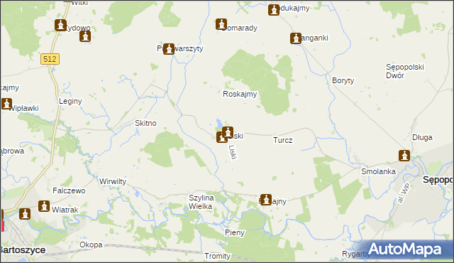mapa Liski gmina Sępopol, Liski gmina Sępopol na mapie Targeo