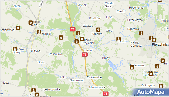 mapa Lisów gmina Morawica, Lisów gmina Morawica na mapie Targeo