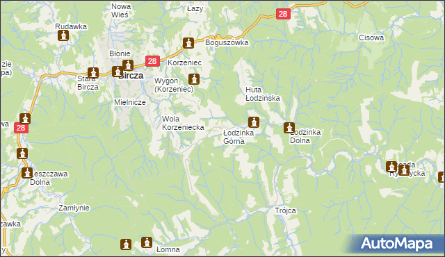 mapa Łodzinka Górna, Łodzinka Górna na mapie Targeo