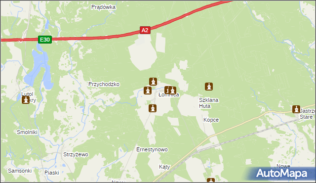 mapa Łomnica gmina Zbąszyń, Łomnica gmina Zbąszyń na mapie Targeo