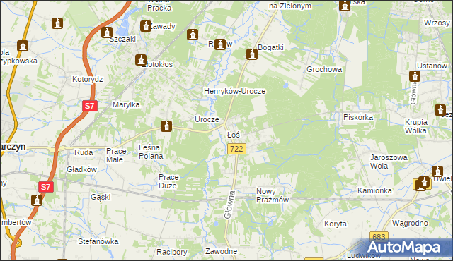 mapa Łoś, Łoś na mapie Targeo