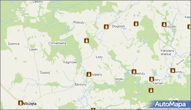 mapa Łozy gmina Płoskinia, Łozy gmina Płoskinia na mapie Targeo